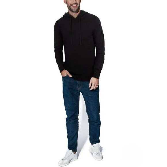 Xray Drawstring Hoodie 100% Cotton Pullover Sweater Black Long Sleeve Mens S NEW - Picture 2 of 9